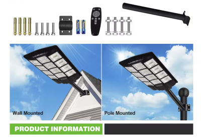 500w 1000w 1500w All In One Waterproof Ip67 ABS Solar Panel Street Light With Remote Control